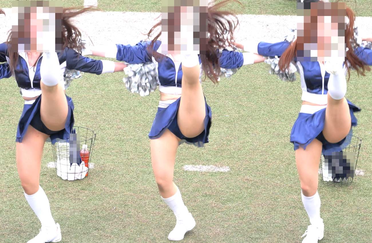 新作 白パンはみる人気チア!ブルーでハイキック!part2