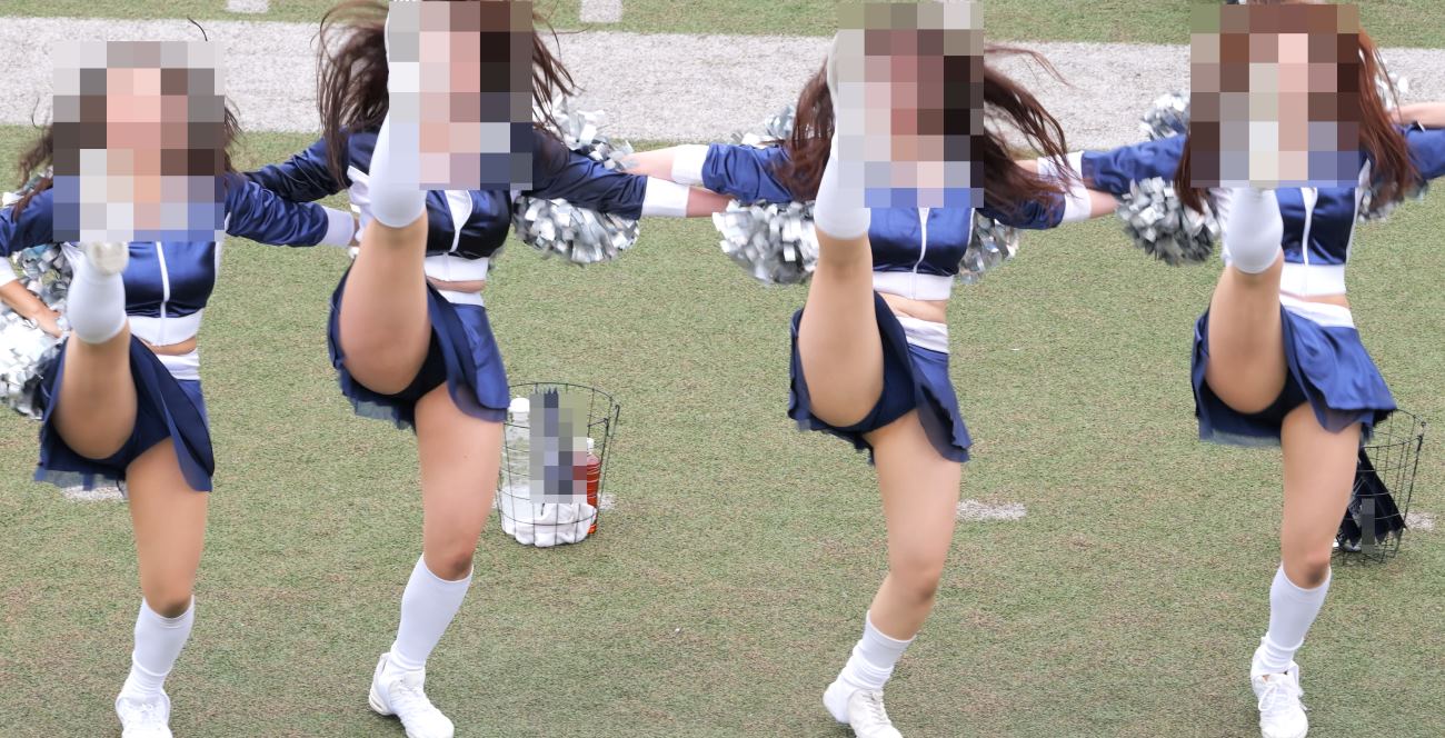 新作 白パンはみる人気チア!ブルーでハイキック!part2