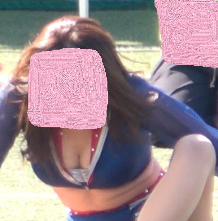 新作【チア】禁断のバックショット! 後ろから青です!