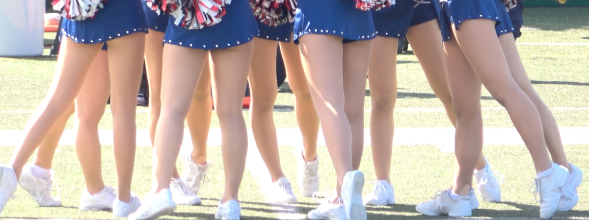 新作【チア】禁断のバックショット! 後ろから青です!