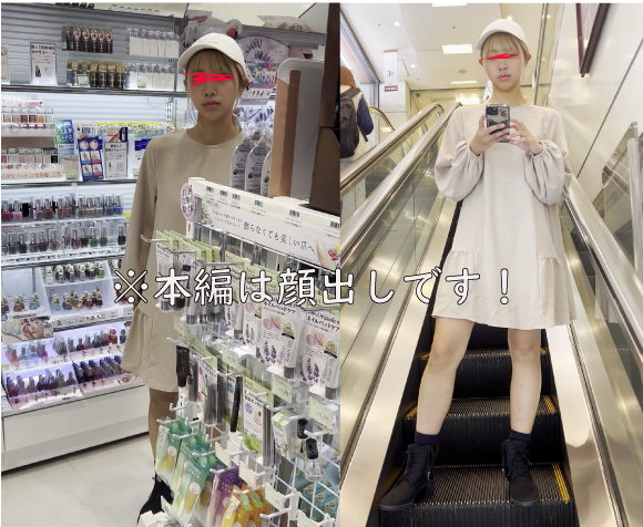 NEW‼️【４K】顔出し！私服ワンピJ〇？盗撮したらブラジャーまで丸見え！