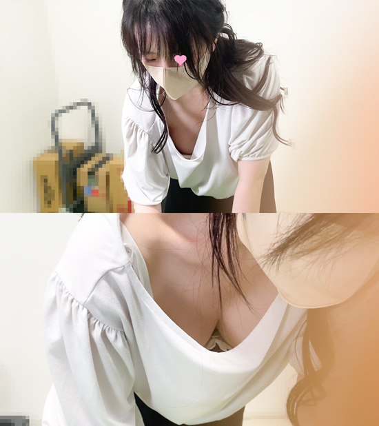 【集荷客胸チラ】過去最高の爆乳美女/美巨乳ズームで乳首まで丸見えでした【パンチラ/胸チラ】
