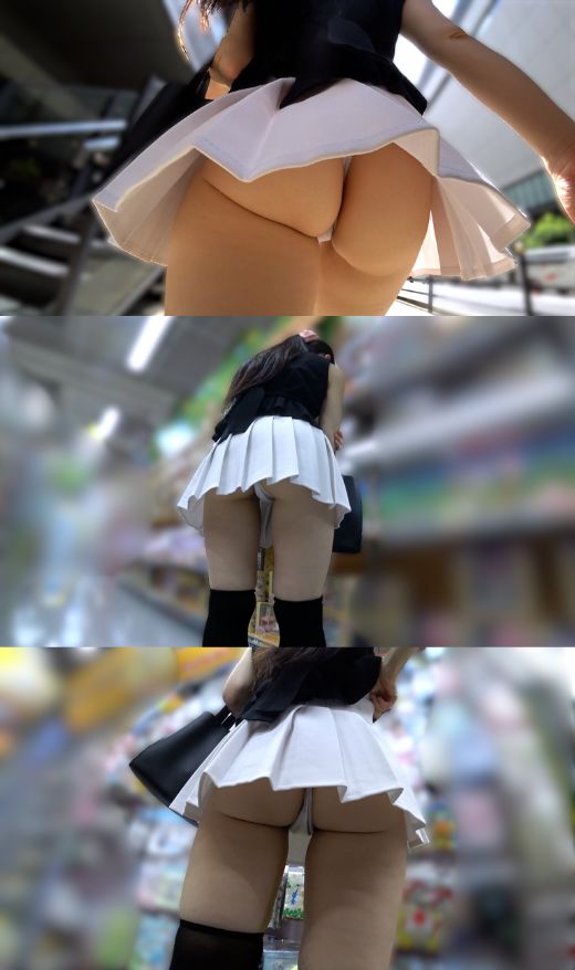 【躍動する肉厚尻】激しい歩行で舞い上がる白プリーツ！ニーハイの絶対領域に隠された至高のTバック