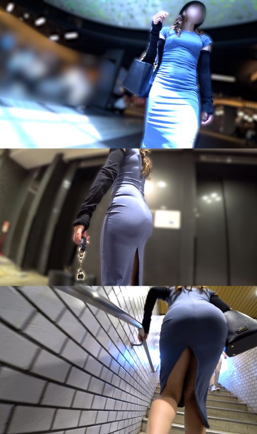 タイトワンピに浮かぶ【着衣尻】歩くたびに左右交互に膨張を繰り返す尻じわが最高すぎた