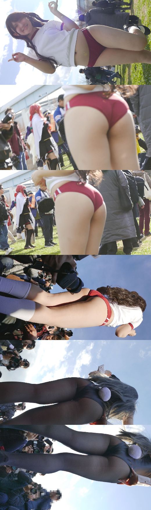 超高画質FHD動画 エロレイヤーに群がる無数のカメコ達 レイヤーの股間尻をゼロ距離ローアン撮りNO-4 赤ブルマちゃん編