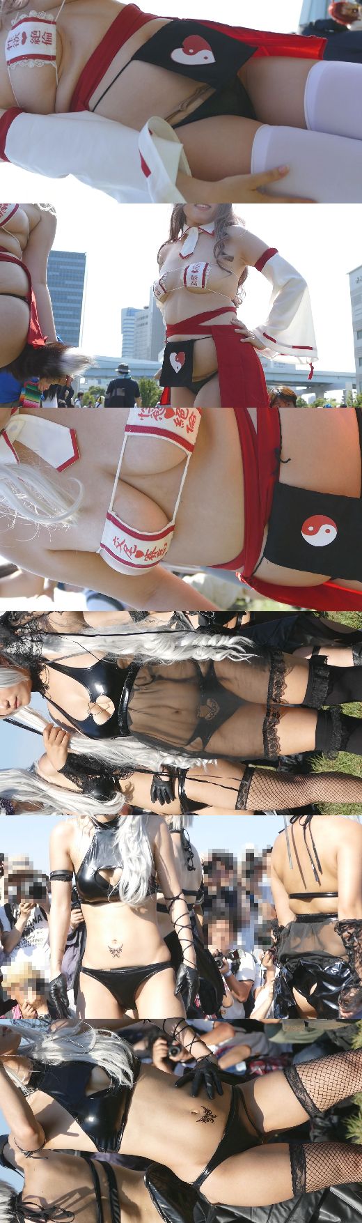 リアルにヤバすぎます！野外コスイベに集まる露出狂レイヤー達NO-7 巨乳巫女＆黒ビキニデビル編