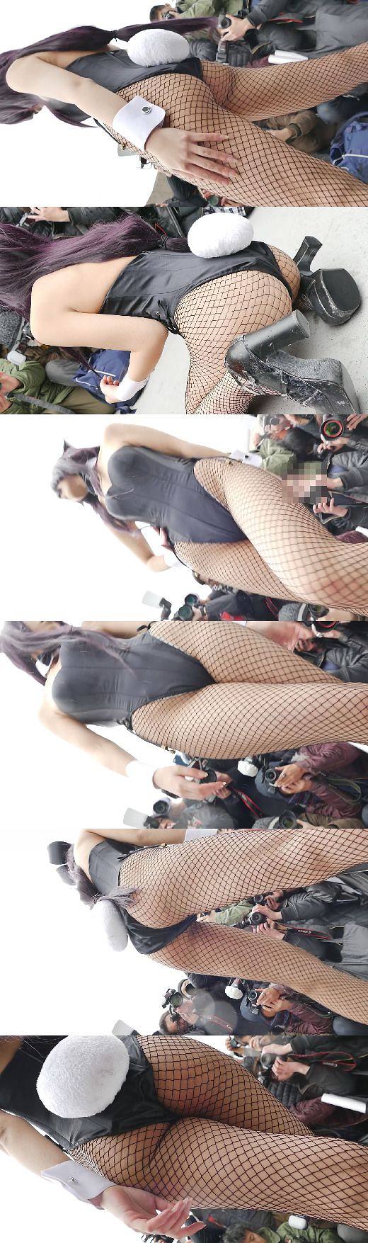 これがいわゆるコスプレの闇!えっちなコスプレイヤーをゼロ距離ローアンNO-1 ハイレグ黒バニー網タイツ編