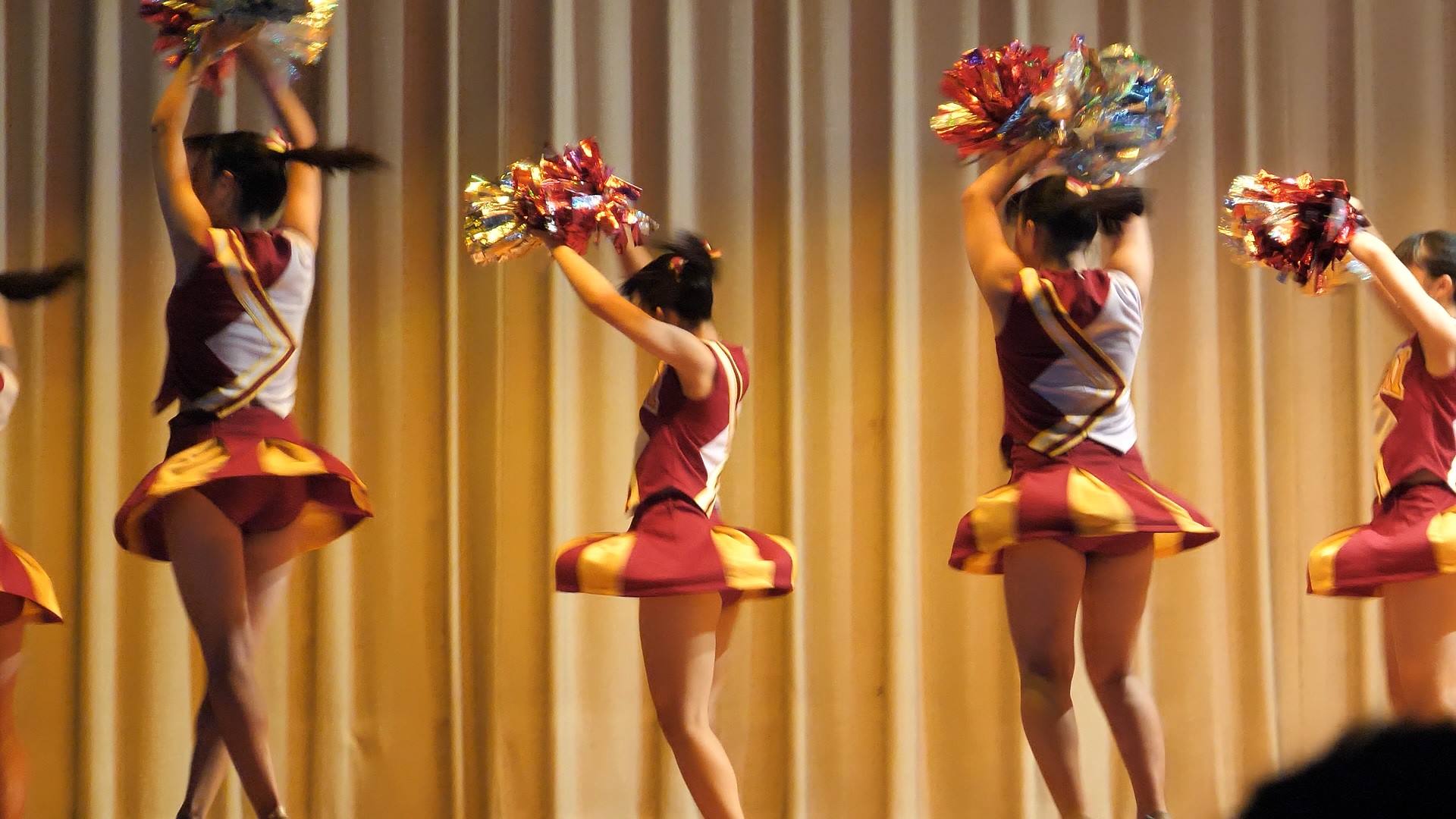 【4K】えんじ色ワキゆる激カワのチアチーム　美少女揃いの学園祭公演