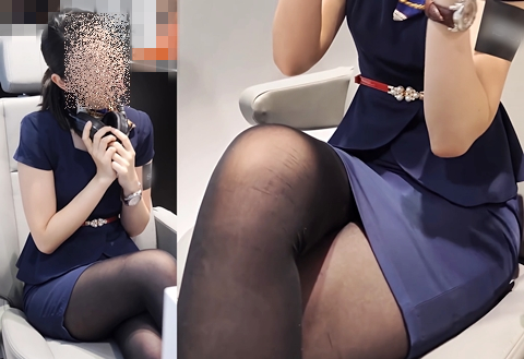 エロすぎるパツパツタイトスカートお尻に黒スト美脚 set