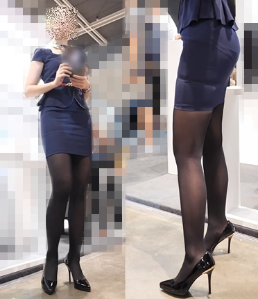 エロすぎるパツパツタイトスカートお尻に黒スト美脚 set