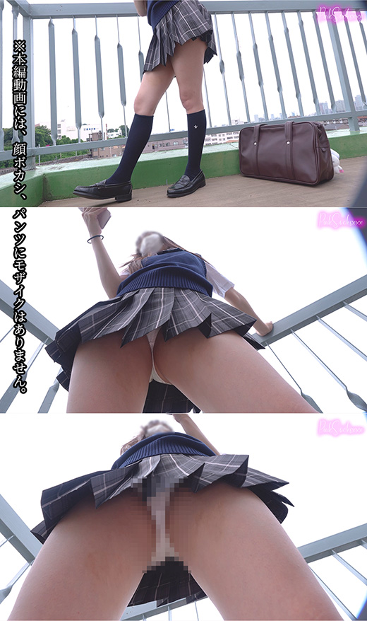 桃尻美脚JKの制服パンチラ(2)風パンチラ、スカートめくり