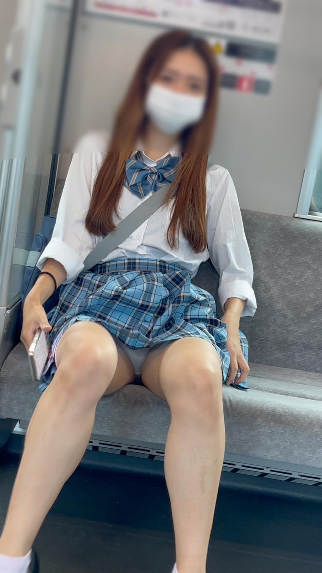 JK盗撮日記198　続・超久しぶりの激カワ美脚モデルJKが再登場！！元祖超美脚美人JKを電車内で盗撮【※完全主観20分超撮影】