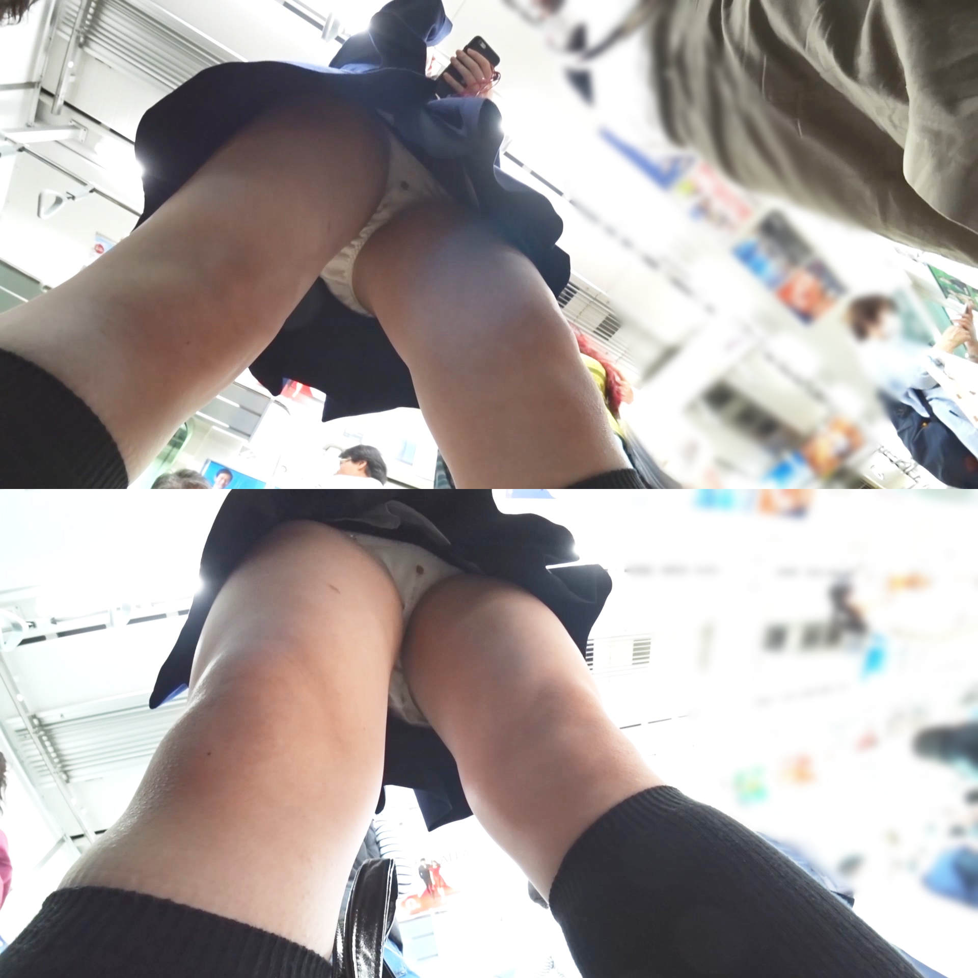 【制服JK】さかさんぽ No.011 激レア!お座り逆さパンチラと吊り革ローアンパンチラ!会話音声あり【顔出し】