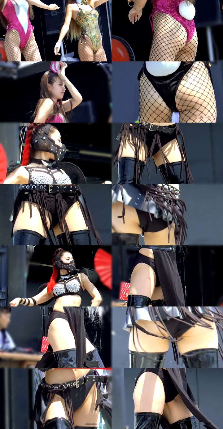 無料サンプル:バニー網タイツ美女クネクネレオタード美脚のセクシーダンスショー少しハプニング
