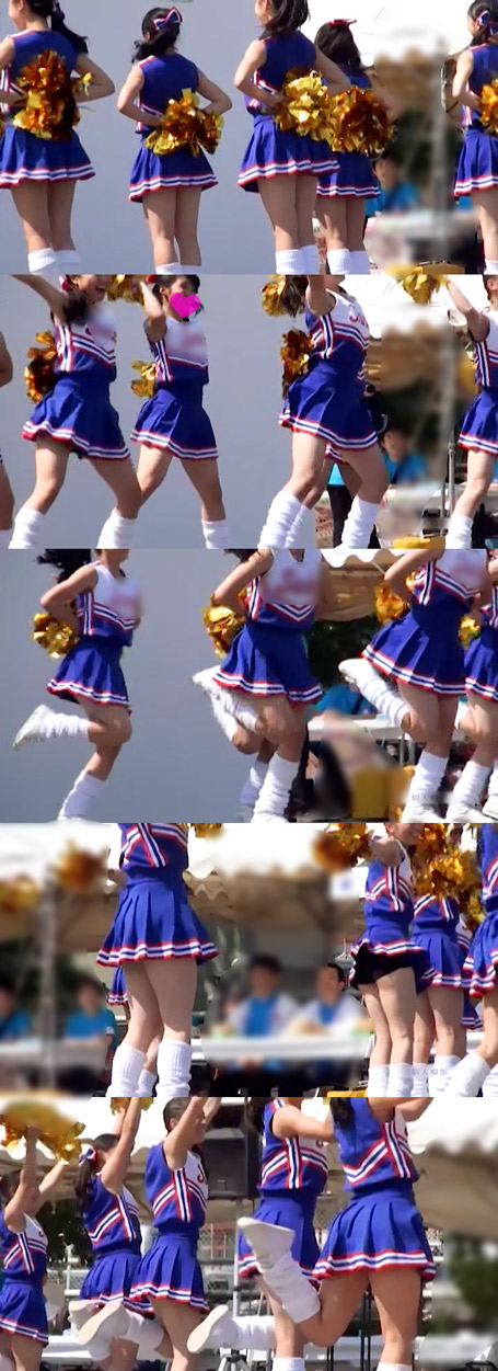 可愛い女子校生チアー。バックハンドでクロスしてヒヨコの様にヒョコヒョコするアノ感じ最高ですよね。