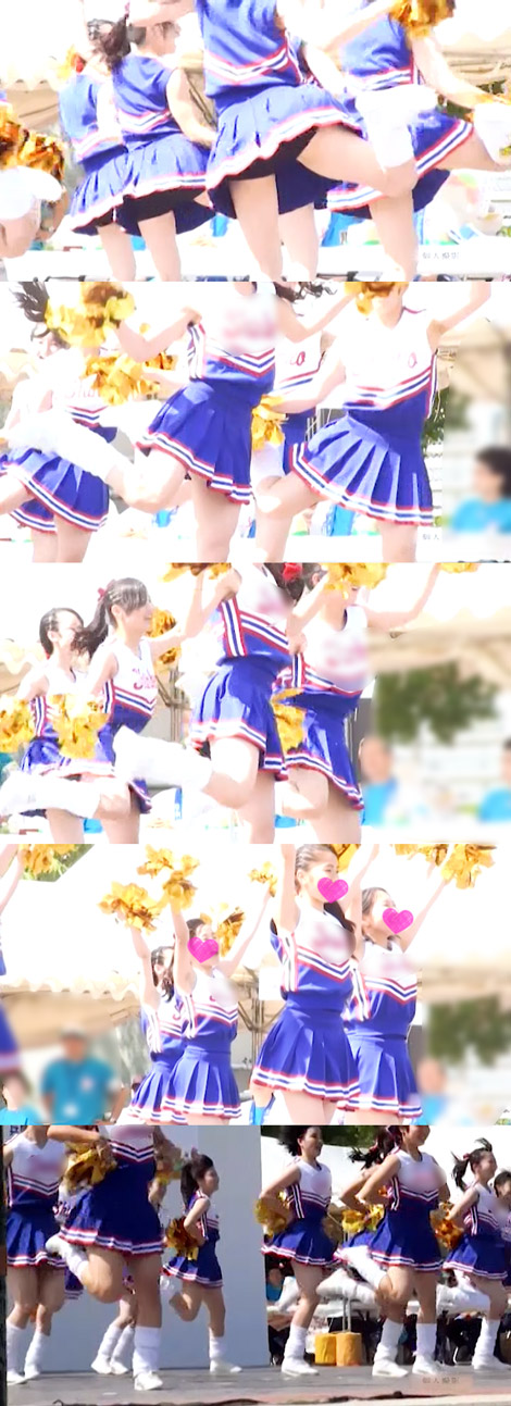 可愛い女子校生チアー。バックハンドでクロスしてヒヨコの様にヒョコヒョコするアノ感じ最高ですよね。