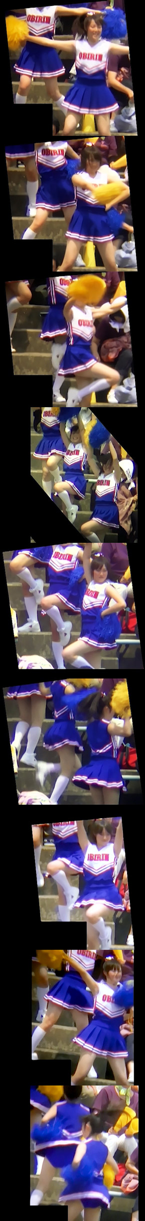 野球の応援スタナンド可愛い女子高生チア４チーム望遠撮り