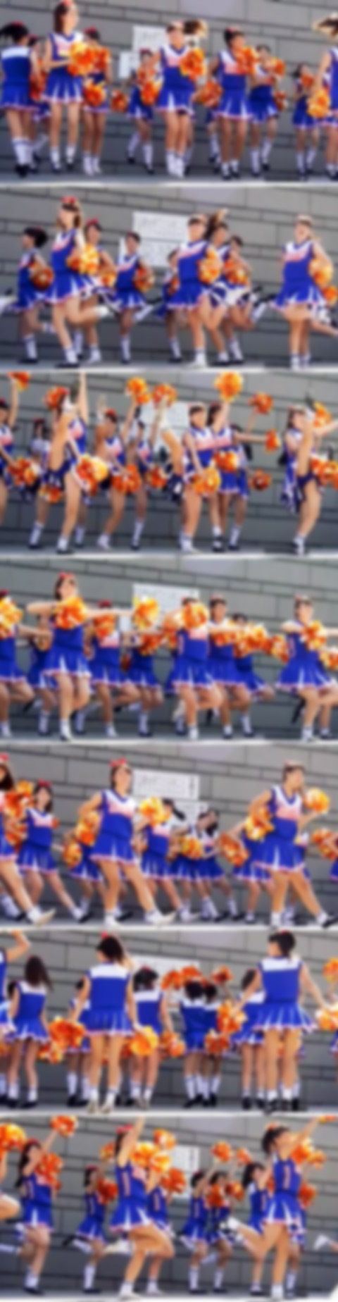 複数の綺麗な女子大生チアーのイベントを近距離から撮ってあります