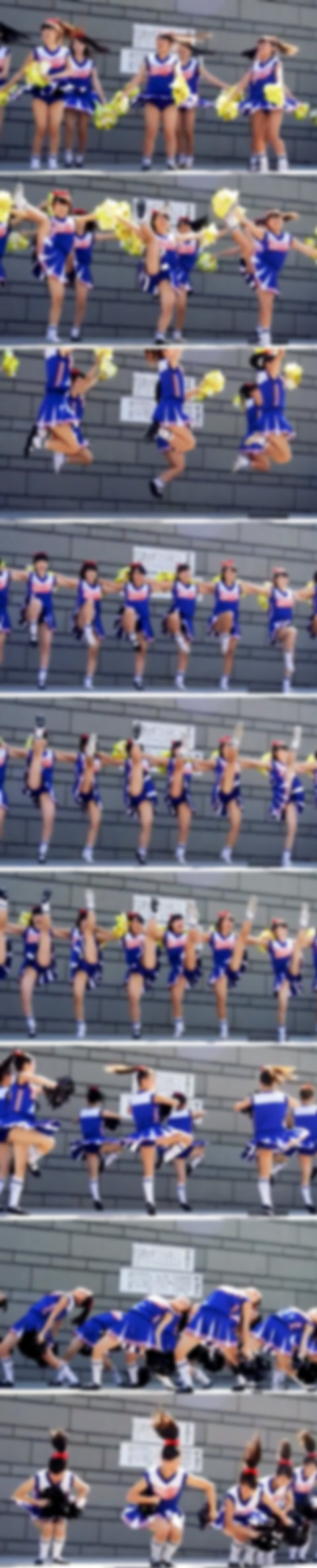 複数の綺麗な女子大生チアーのイベントを近距離から撮ってあります