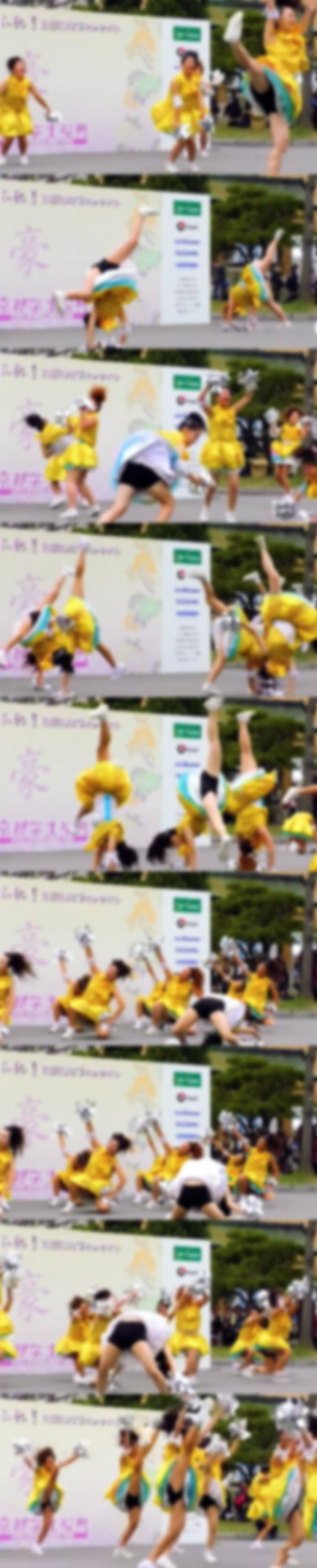 複数の綺麗な女子大生チアーのイベントを近距離から撮ってあります