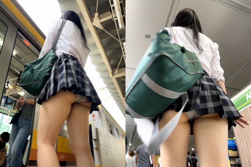 ミニスカ露出狂JKの生パンティ撮影ストーキング