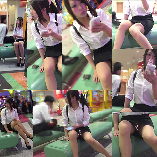 2人収録!最後にバレた?大開脚で白P丸見えニーハイ娘+就活中女子のスト越し透けP堪能極上対面パンチラ~FHD動