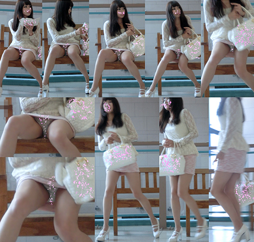 可愛い美少女のお顔とパンツをじっくり盗撮!美脚太ももがエロい極上対面パンチラ