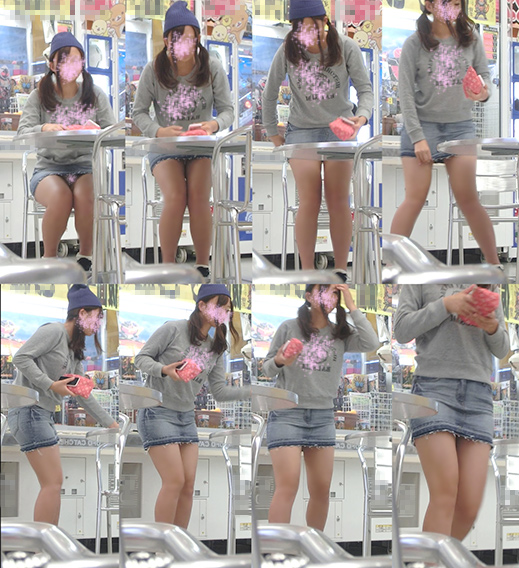 太ももから尻のラインがエロい白パンツミニスカ私服jkに視線集中極上対面パンチラ~FHD動画編~