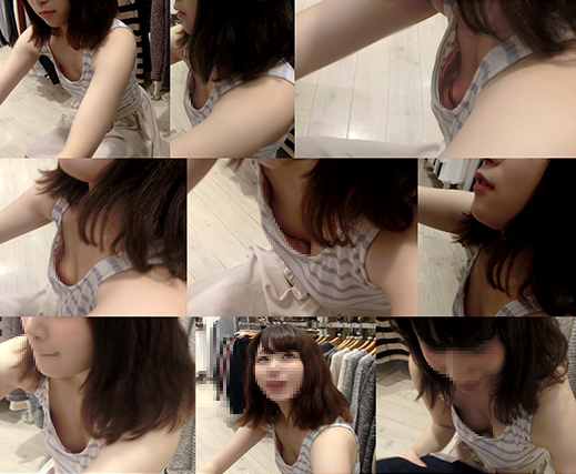 パンツも乳首も丸見え店員に声をかけたら笑顔の応対!その最中にも撮りまくりで*める!激エロ新入りショップ店員撮り32