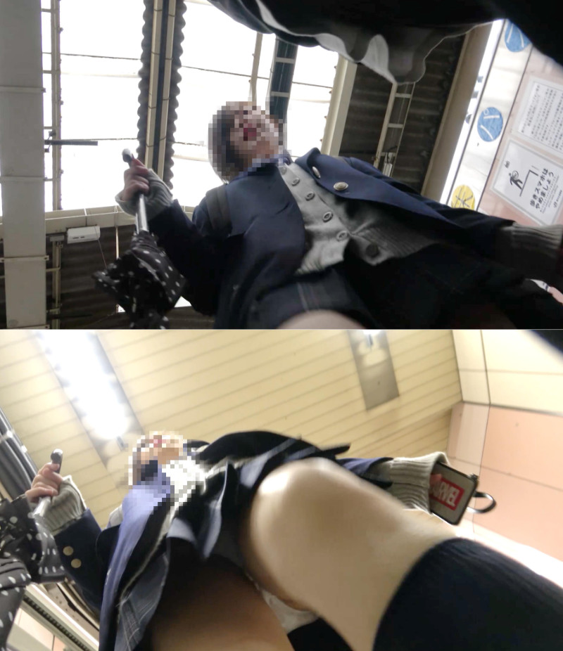 J逆さ撮り【4K】2人収録!「撮ってすよね?」とバレて即退散