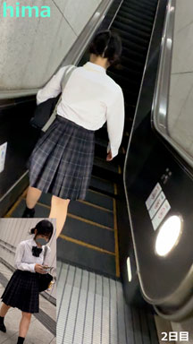 お団子ヘアの可愛いJ系ちゃんの2日間のスカートの中 / HIMAつぶし撮影