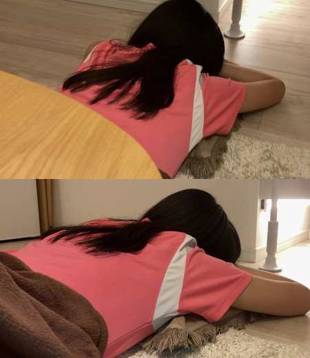 姉 こたつの中 ミニスカテニスウェア 純白ショーツ 前編