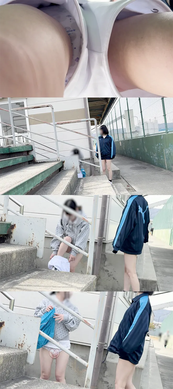 【野外お着替え】ハーパンのすきま!!かわいいパンツちらちら!はみパン無防備でお着替えも無防備!!