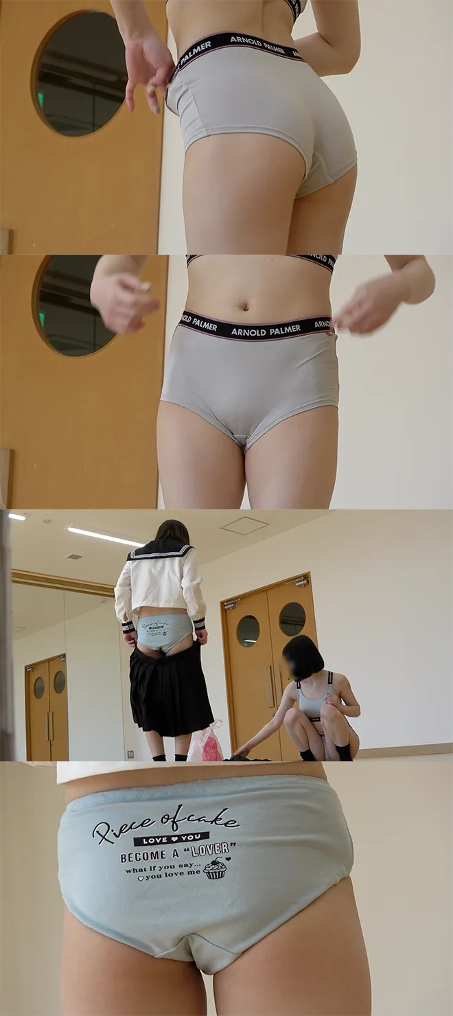 【チアっ子】危険!え、ちょっと若すぎない??練習前後のお着替え2種!!ダブルでパイパン!